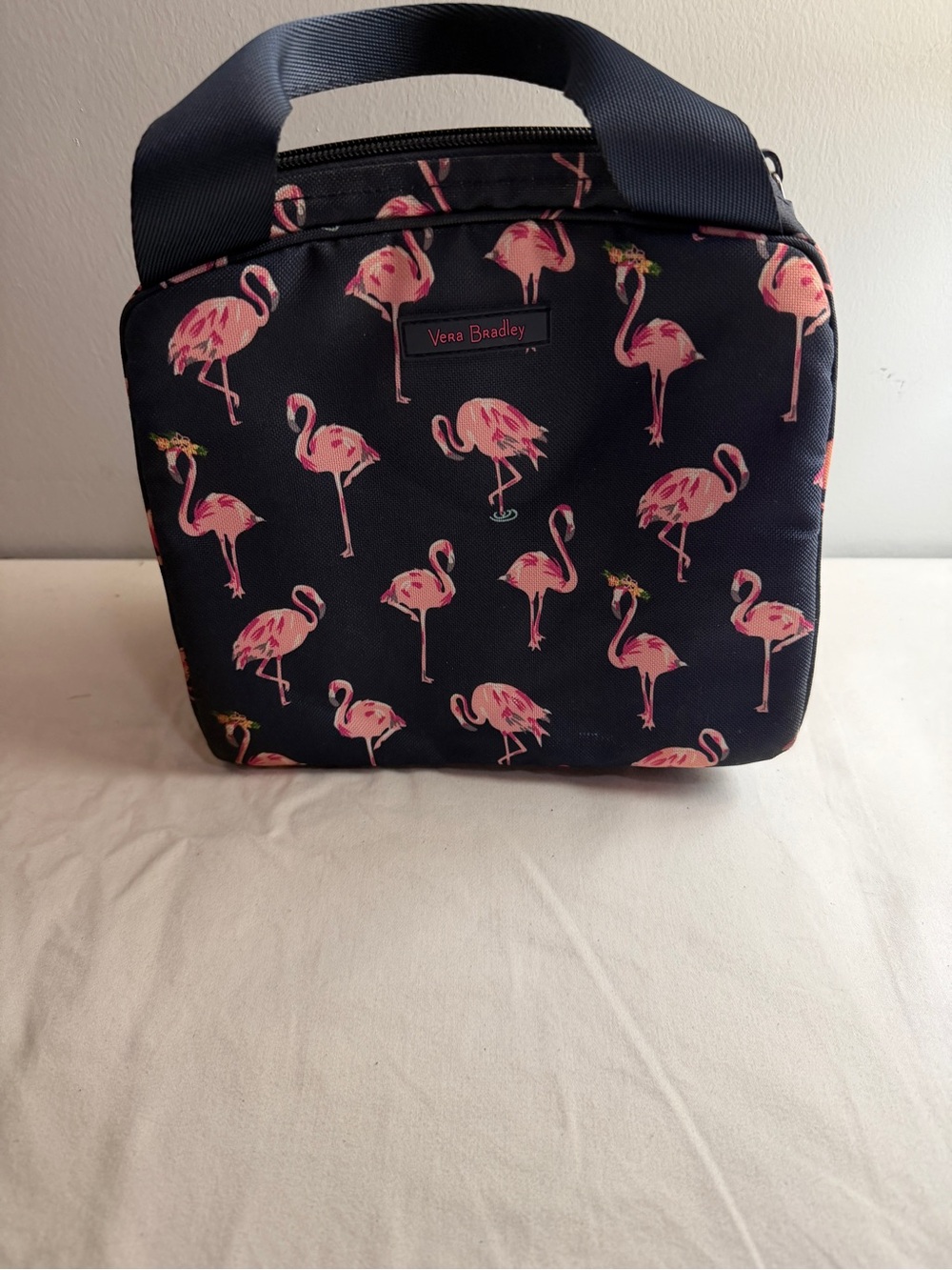 Vera Bradley Navy with Pink Flamingo Cosmetic Tote